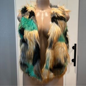 MULTICOLOR faux fur womens VEST Large